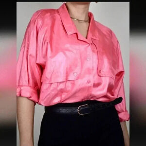 Diane Von Furstenberg Hot Pink Button Up